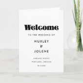 Vintage Retro-Schrift Hochzeits gefaltetes Program Programm (Vorderseite)
