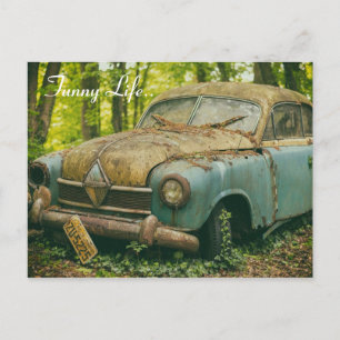 Vintage Retro Schrottplatz Schrott Rost Auto Postk Postkarte