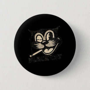 Vintage Retro Schwarze Katze raucht Halloween-Gesc Button