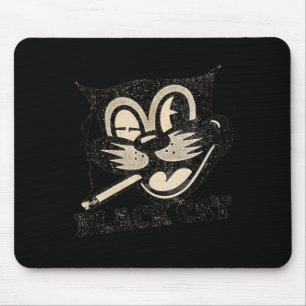 Vintage Retro Schwarze Katze raucht Halloween-Gesc Mousepad