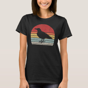 Vintage Retro Schwarze Krähe Rabe Vogel T-Shirt