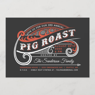 Vintage Retro-Schweinebraten-Einladungen Einladung