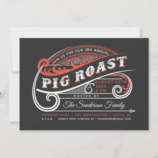 Vintage Retro - Schweineherz - Einladungen (Vorderseite)