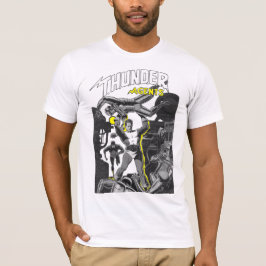 Vintage Retro Sci-Fi Superhero Battling Robots T-Shirt