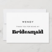 Vintage Retro Script Bridesmaid Danke Karte (Vorderseite)