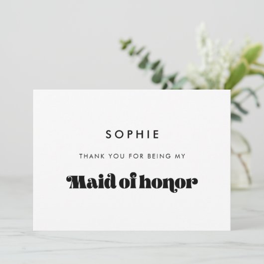 Vintage Retro-Script-Trauzeugin Danke Karte (Stehend Vorderseite)