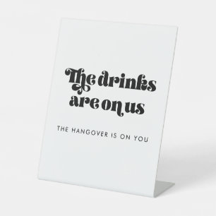 Vintage Retro Script Wedding Open Bar Sockelschild