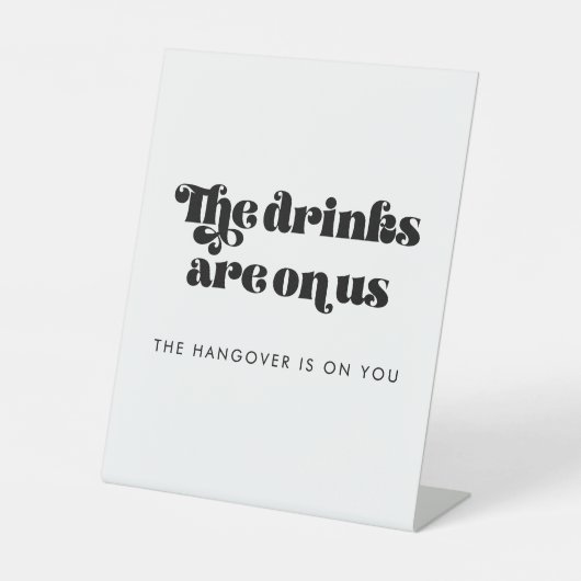 Vintage Retro Script Wedding Open Bar Sockelschild (Vorderseite)