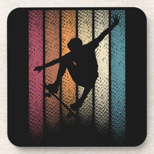 Vintage Retro-Skateboarding Getränkeuntersetzer (Vorderseite)