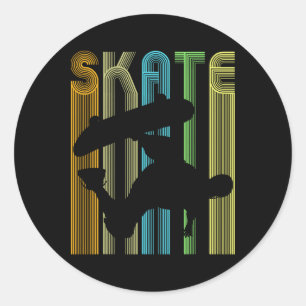 Vintage Retro Skater Silhouette Shirt Skate T-Shir Runder Aufkleber