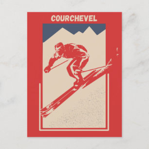 Vintage Retro-Ski Alpen Resort Courchevel Postkarte