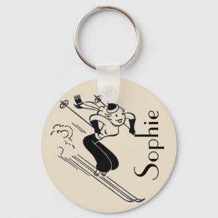 Vintage/Retro-Ski-Schlüsselanhänger mit Gravur Schlüsselanhänger