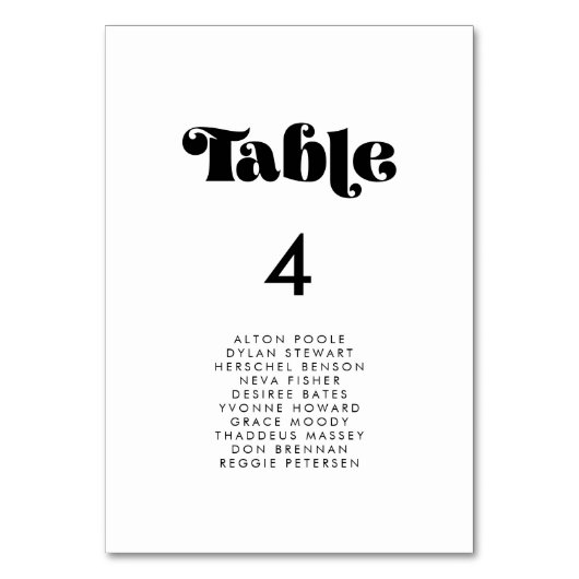 Vintage Retro-Skripte Hochzeitskarten Tischnummer (Vorderseite)