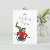 Vintage Retro Sledna Party Einladungen (Stehend Vorderseite)