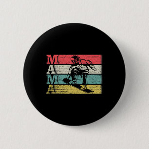Vintage Retro Snowboard Mama Ski Snowboarding Silh Button