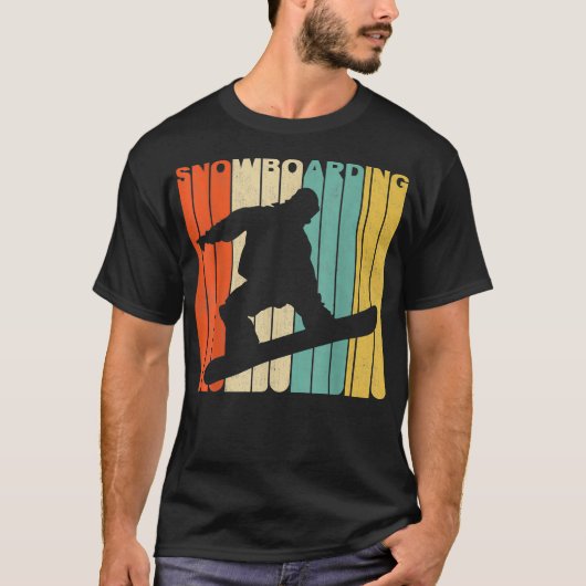 Vintage Retro-Snowboarding-Silhouette T-Shirt (Vorderseite)
