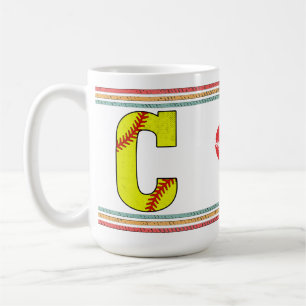 Vintage Retro Softball-Buchstabe C Typografie Kaffeetasse