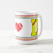 Vintage Retro Softball-Buchstabe D Klassiker Kaffeetasse (VorderseiteRechts)