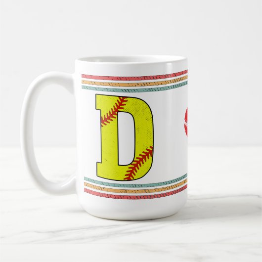 Vintage Retro Softball-Buchstabe D Klassiker Kaffeetasse (Links)