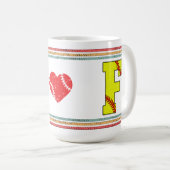 Vintage Retro Softball Buchstabe F Old School Kaffeetasse (VorderseiteRechts)