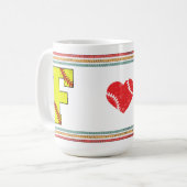 Vintage Retro Softball Buchstabe F Old School Kaffeetasse (Vorderseite Links)