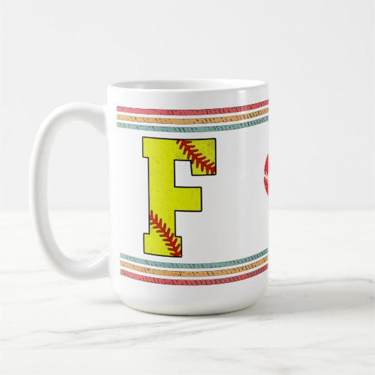 Vintage Retro Softball Buchstabe F Old School Kaffeetasse (Links)