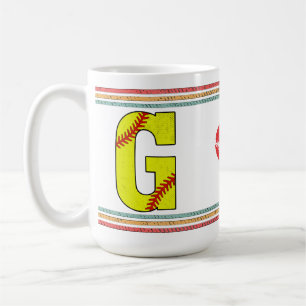 Vintage Retro Softball Buchstabe G Athletik Kaffeetasse