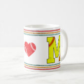 Vintage Retro Softball-Buchstabe M Klassiker Kaffeetasse (VorderseiteRechts)