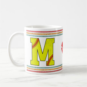 Vintage Retro Softball-Buchstabe M Klassiker Kaffeetasse