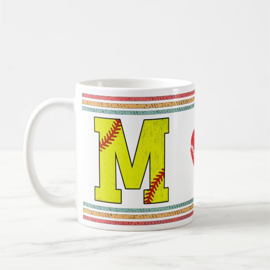 Vintage Retro Softball-Buchstabe M Klassiker Kaffeetasse (Links)