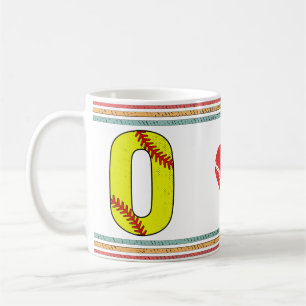 Vintage Retro Softball-Buchstabe O Old School Kaffeetasse