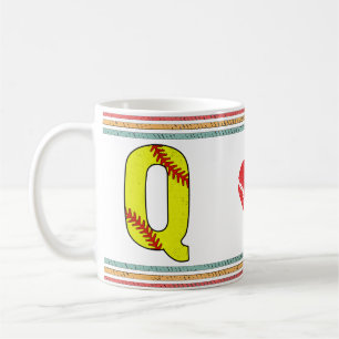 Vintage Retro Softball-Buchstabe Q Sport Kaffeetasse