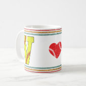 Vintage Retro Softball-Buchstabe V Klassiker Kaffeetasse (Vorderseite Links)
