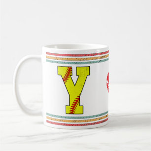 Vintage Retro Softball Buchstabe Y Old School Kaffeetasse