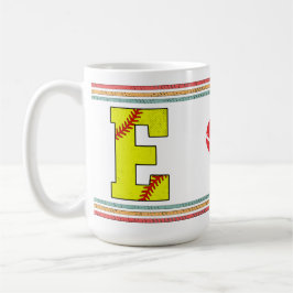 Vintage Retro Softball Letter E Distressed Kaffeetasse