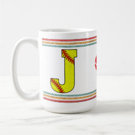 Vintage Retro Softball Letter J Design Kaffeetasse