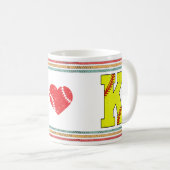 Vintage Retro Softball Letter K Artwork Kaffeetasse (VorderseiteRechts)