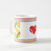 Vintage Retro Softball Letter S Design Kaffeetasse (Vorderseite Links)