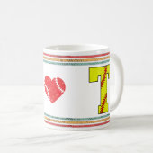 Vintage Retro Softball Letter T Artwork Kaffeetasse (VorderseiteRechts)