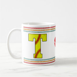 Vintage Retro Softball Letter T Artwork Kaffeetasse