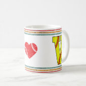 Vintage Retro Softball Letter V Classic Kaffeetasse (VorderseiteRechts)