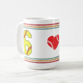 Vintage Retro Softball Number 6 Old School Kaffeetasse (Vorderseite Links)
