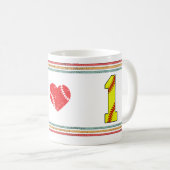 Vintage Retro Softball Nummer 1 Design Kaffeetasse (VorderseiteRechts)