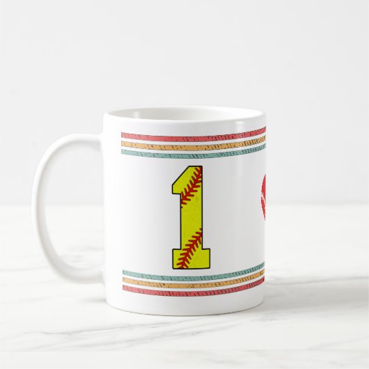 Vintage Retro Softball Nummer 1 Design Kaffeetasse (Links)