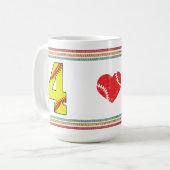 Vintage Retro Softball Nummer 4 Klassiker Kaffeetasse (Vorderseite Links)