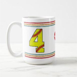 Vintage Retro Softball Nummer 4 Klassiker Kaffeetasse