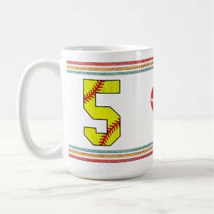 Vintage Retro Softball Nummer 5 abgenutzt Kaffeetasse