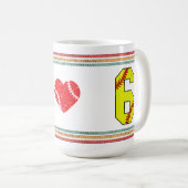 Vintage Retro Softball Nummer 6 Old School Kaffeetasse (VorderseiteRechts)