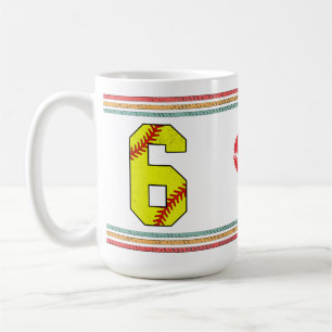 Vintage Retro Softball Nummer 6 Old School Kaffeetasse