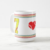 Vintage Retro Softball Nummer 7 Athletik Kaffeetasse (Vorderseite Links)